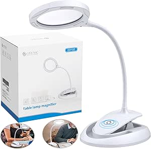 eSynic Magnifying Lamp Popular 5X 10x Magnifying Glass with Light Hand Free Magnifier Lamp USB C Rechargeable Magnifying Desk Lamp Clamp Daylight LED Magnifying Lamp with 15 LEDs for Reading Craft etc [Energy Class A+++]