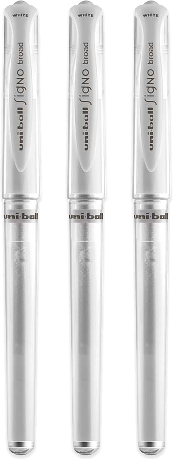 Uni-Ball UM-153 Signo Broad Point Gel Pen - White - by Uni-ball (Pack of 3)