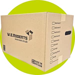 Moving Boxes x 20 Large Strong Cardboard Packing Boxes for Moving House – Ideal for Storage, Moving, and Packing 45.7cm x 28.8cm x 28.8cm with Carry Handles and Room List (20)