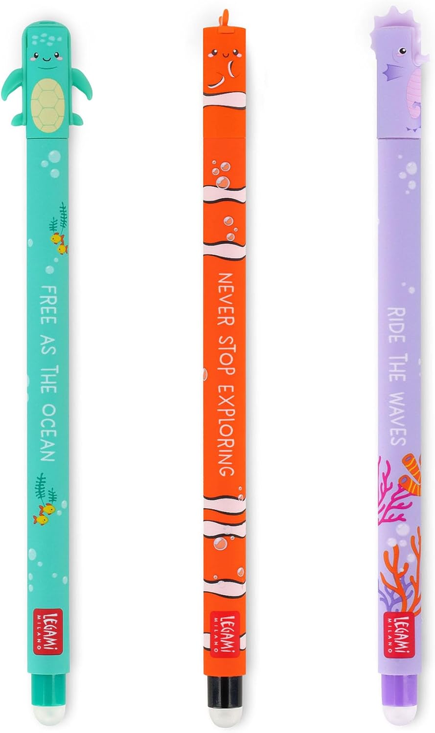 LEGAMI Erasable Gel Pens: Under the Sea - Pack of 3