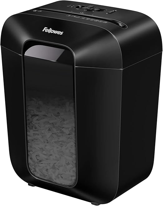 Fellowes Paper Shredder for Home Office Use - 9 Sheet Cross Cut Shredders Home Use - Shredder with 17L Bin & Safety Lock - Powershred LX50 - Shreds 31 Sheets in One Minute - High Security P4 - Black