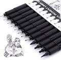 TWOHANDS Art Pens Fineliner, Ink Set of 12 Black Technical Drawing Pigment Pen, Professional Marker, Fine Point, Waterproof, for Art Watercolor, Sketching, Anime, Manga, 902188
