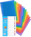 File Dividers A4, 12 Part Folder Dividers, 3 Pack Pre-Punched Leverl Arch Folder in Assorted Colours, Plastic Binder Dividers (Color tabs)