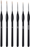 6 Piece Fine Detail Brush Set, Perfect Detail Brush, Miniature Brush, Drawing Brush Set, for Nail Art, Acrylic, Watercolour, Oil Painting, Model Making and Line Painting