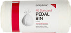 Pedal Bin Liners, 35L, 40-Pack Tie-Top White Bin Bags, Recycled Plastic