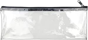 Fashion Stationery Clear Pencil Case for Exams Large See Through Long Transparent Slim Pencil Pouch with Black Zip Back to School Pencil Cases 31cm x 12 cm