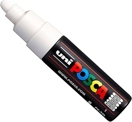 Uni Posca PC-7M Marker Art Pen Large Ball Tip, 5-5.5 mm - White