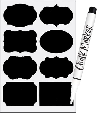 Labels for Jars 64 PCS - Waterproof Reusable Chalkboard Stickers (5 X 3.5 cm) Easy Peel Off Leaving No Messy Residue with Erasable Chalk Marker