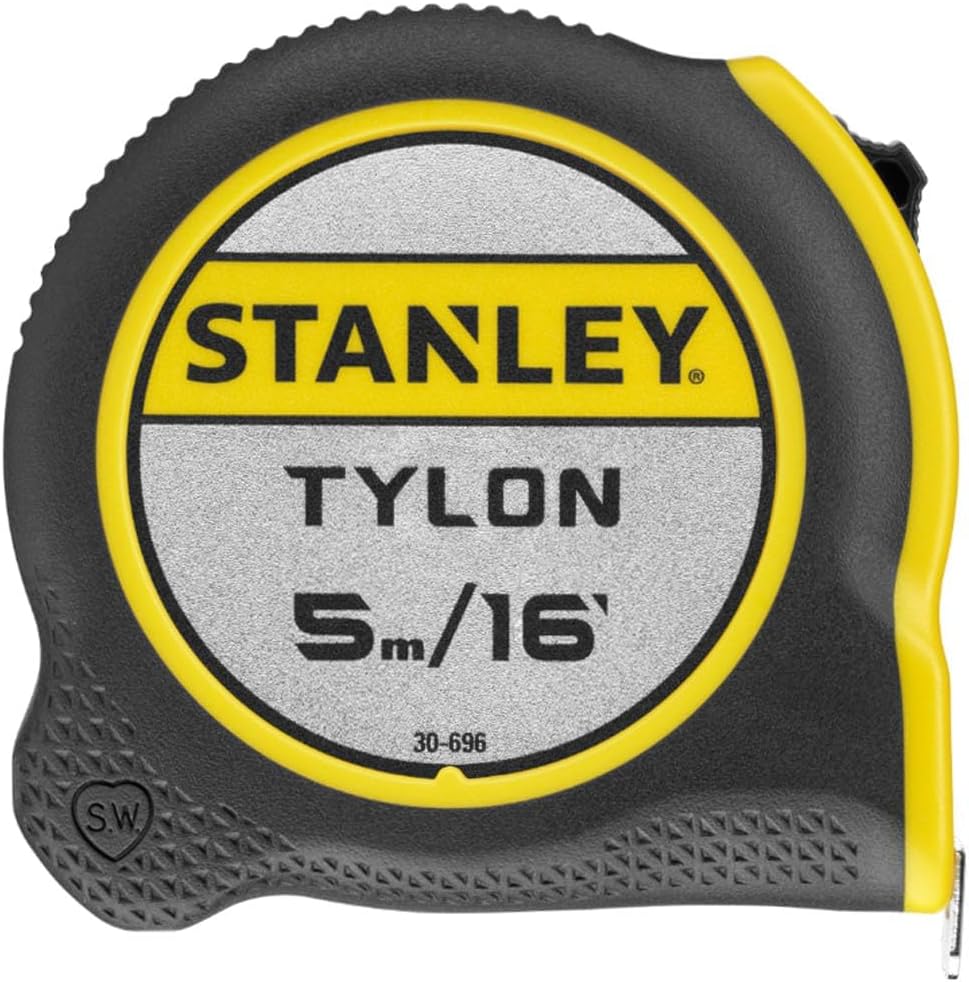 STANLEY Tape Measure 5M/16 Inches Compact Case with Cushioned Grip Metric and Imperial System 1-30-696, YELLOW