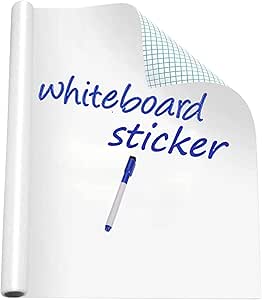 Whiteboard Paper Sticker Roll 44 x 200cm (17.3" X 78.7") DIY Self-Adhesive Dry Erase Paper Film Chalkboard Wallpaper for Home Office School Memo