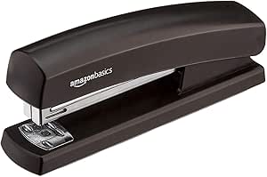 Amazon Basics Stapler with 1000 Staples, 10 Sheet Capacity, Anti-Slip Rubber Base, Home, Office, Black