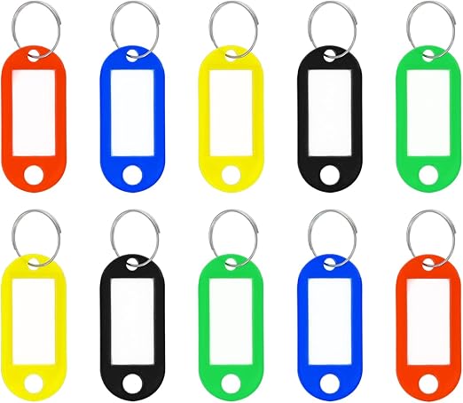 Westcott Key Tags 10 Pieces | 10 Pack of Robust Tags for Labelling Keys with Exchangeable Labels | with Metal Ring and in Five Colours | E-10655 00