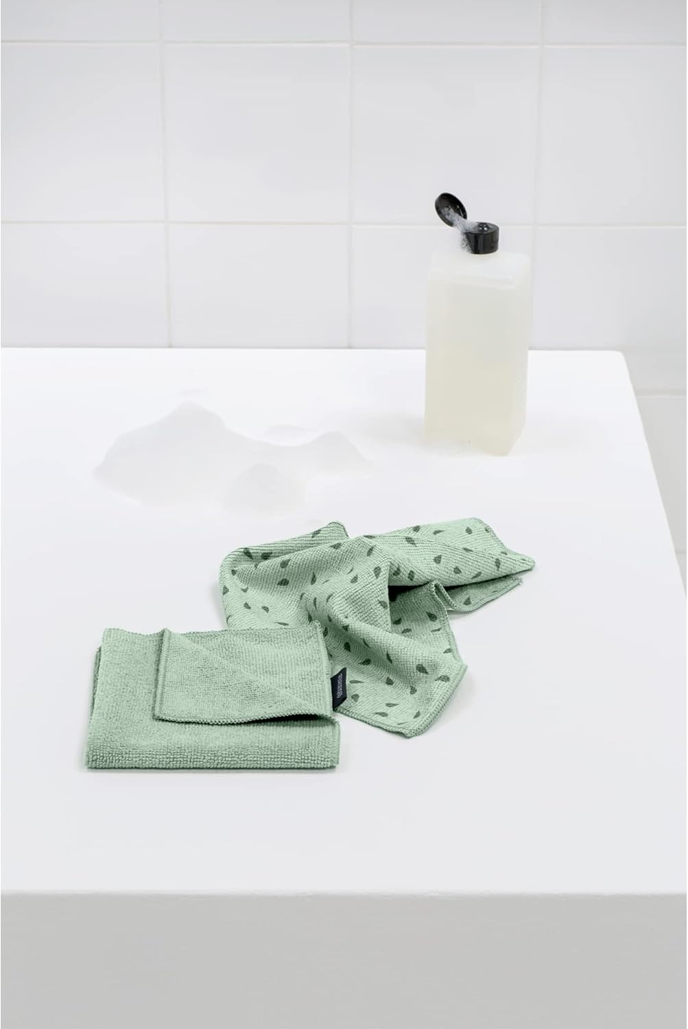 Brabantia Sinkside Microfibre Dish Cloths, Set of 2, Machine Washable, Jade Green