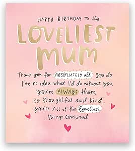 Pigment - The Happy News - Birthday Card for Mum -Mum Birthday Cards - Pink Fluted Foil Finish - Mummy Birthday Card - SC Certified - Made in the UK