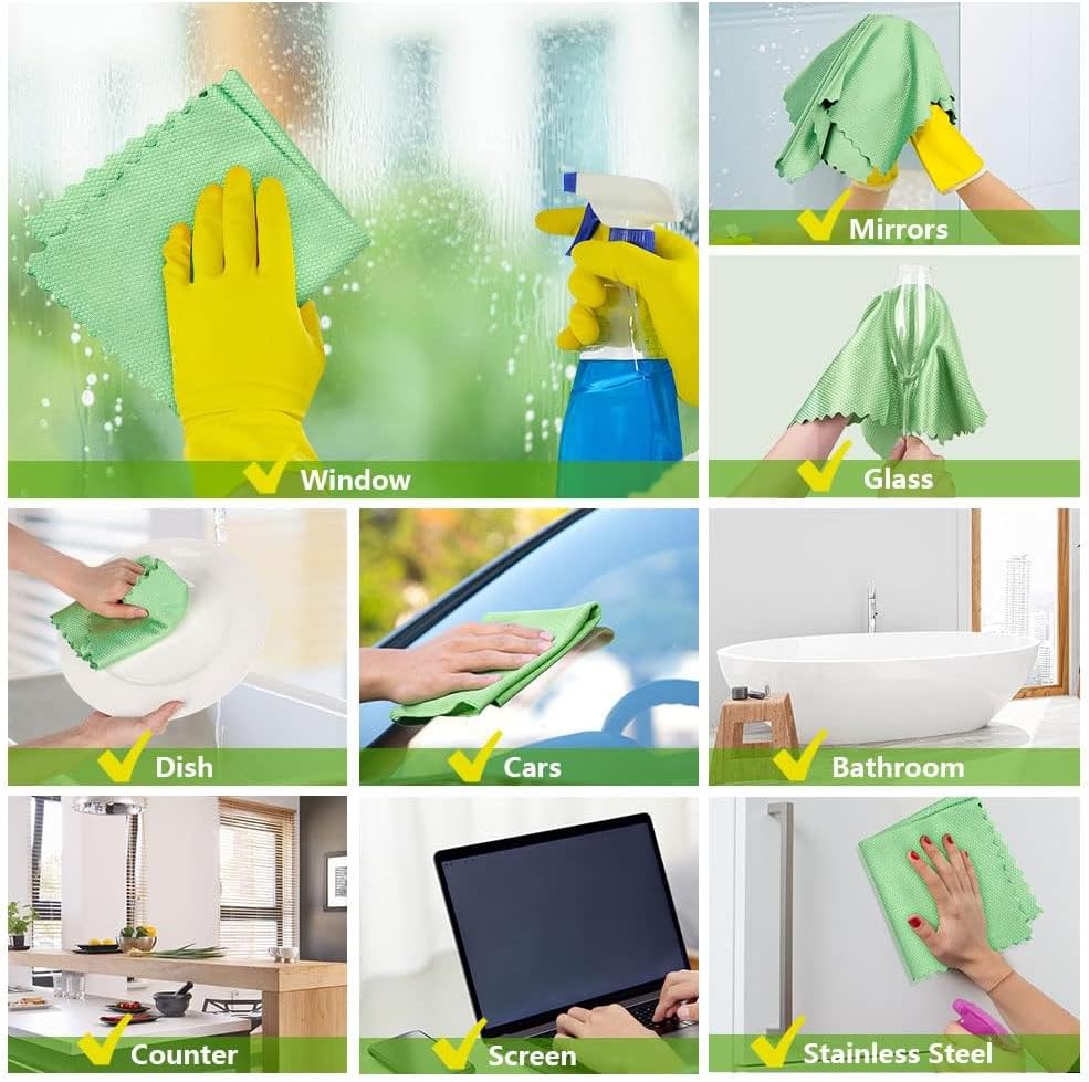 HOMEXCEL Microfiber Cleaning Cloths, Pack of 8, Lint-Free 30×30 cm