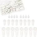 24pcs Non-Trace Picture Hook for Hard Wall, Picture Hanging Kit for Picture Frame Fixing, Assorted Picture Hanger Set for Hardwall Drywall Painting Wedding Photos Mirror, White