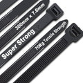 Cable Ties Black,300mm×7.6mm Heavy Duty with 70 kg Tensile Strength Large UV Resistant Strong Nylon Cable Zip Ties(100 Pieces)