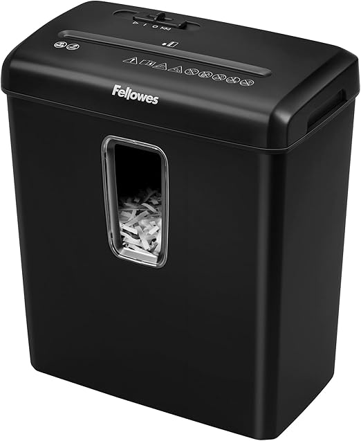 Fellowes Shredder Powershred FS-6C – 6 Sheet Cross Cut Paper Shredder for Home Use – Personal and Office Document Shredder – 15 Litre Bin – P-4 Security Level – Black