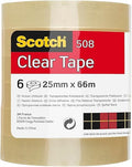 Scotch Clear Tape, Pack of 6 Rolls, 25 mm x 66 m - Strong and Sticky Tape for General Purpose Wrapping, Sealing and Mending, packaging may vary