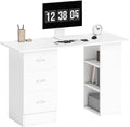 HOMCOM Computer Desk, Home Office Desk, Writing Table, PC Workstation with 3 Storage Shelves and 3 Drawers for Working, Study, 120 x 49 x 72 cm, White