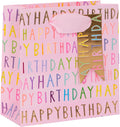Glick Luxury Happy Birthday Pink Gift Bag - Small 140 x 140 x 60 mm. Beautiful Happy Birthday Gift Bag, Perfect for those Tiny Presents such as Jewellery, Pink