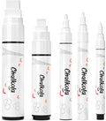 5 White Chalkboard Chalk Pens - White Dry Erase Markers for Blackboard, Chalkboard Signs, Windows, Glass | Variety pack - Fine & Jumbo Size Ink Pens (1mm, 3mm, 6mm, 10mm, 15mm)