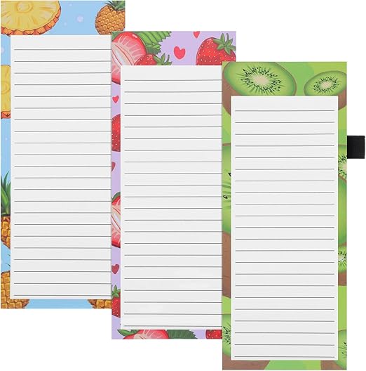 3 Pack Magnetic Shopping List Pad for Fridge, To Do List Pad 180 Sheets Tear off Magnetic Notepad for Fridge with Pen Loop for Shopping, Locker, Filing Cabinet, 21 X 9 cm