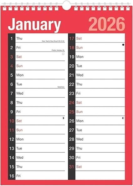 2026 A4 Large Print 2 Column Calendar 8032