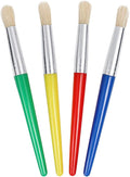 JCF Kids Paint Brushes,4 PCS Painting Brushes Set Flat Tip with Plastic Handle and Hog Bristles Painting Brushes,Multi Color Paint Brushes for Kids Beginners Art Supplies