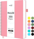 RETTACY A4 Notebook, Notepad, Wirebound Spiral Notebooks 300 pages/150 sheets for Writing,100gsm College-Ruled Paper, Flexible Plastic Cover, for Women Men Work Office School,21.5 x 27.9cm - Pink