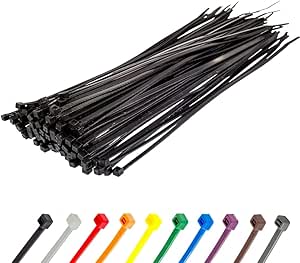Gocableties Black Cable Ties, 300mm x 3.6mm, Pack of 100, 12" Premium Nylon Zip Ties, Multi-Purpose Plastic Tie Wraps, Secure Self-Locking Mechanism, for Home, Garden, Office and DIY