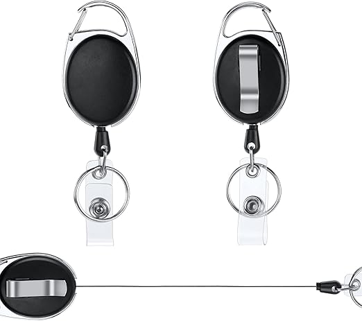 Vicloon Retractable Badge Reels, 2pcs Heavy Duty Keychain, 2 in 1 Clips Badge Holder With Key Belt Reel for Key Ring ID Card