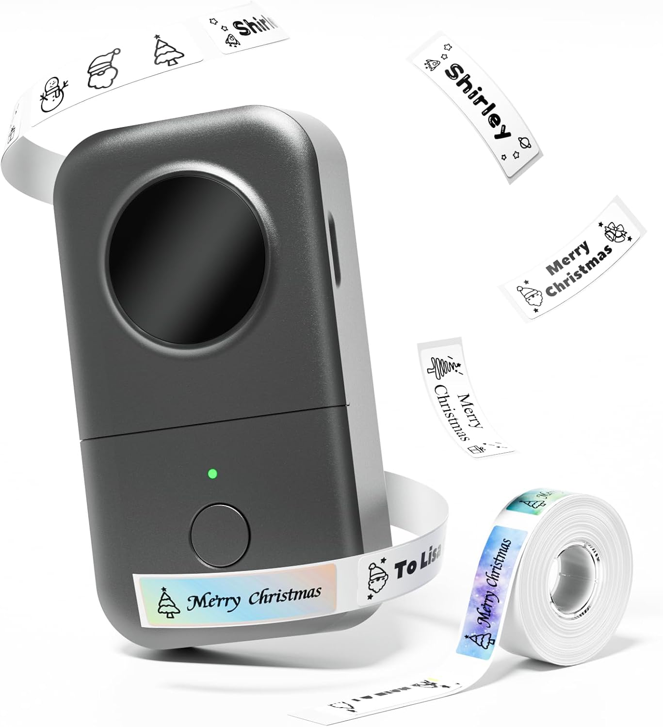 Phomemo Label Maker D30 Bluetooth Label Maker, Mini Label Printer Multiple Templates Font Icon, Portable Inkless Thermal Label Printer for Home, office, kitchen, School, Gray