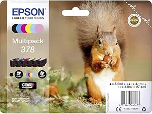 Epson 378 Squirrel Genuine Multipack, 6-colours Ink Cartridges, Claria Photo HD Ink