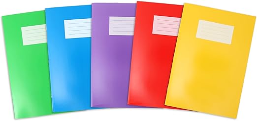 Oxford A4 Exercise Books, 80 Pages, Pack of 5, Assorted Colours, 8 mm Ruled and Margin, Premium