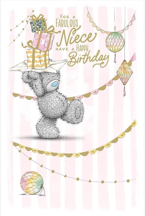 Me to You Tatty Teddy Cute Birthday Card For A Fabulous Niece, Bear Balancing Presents - Official Collection