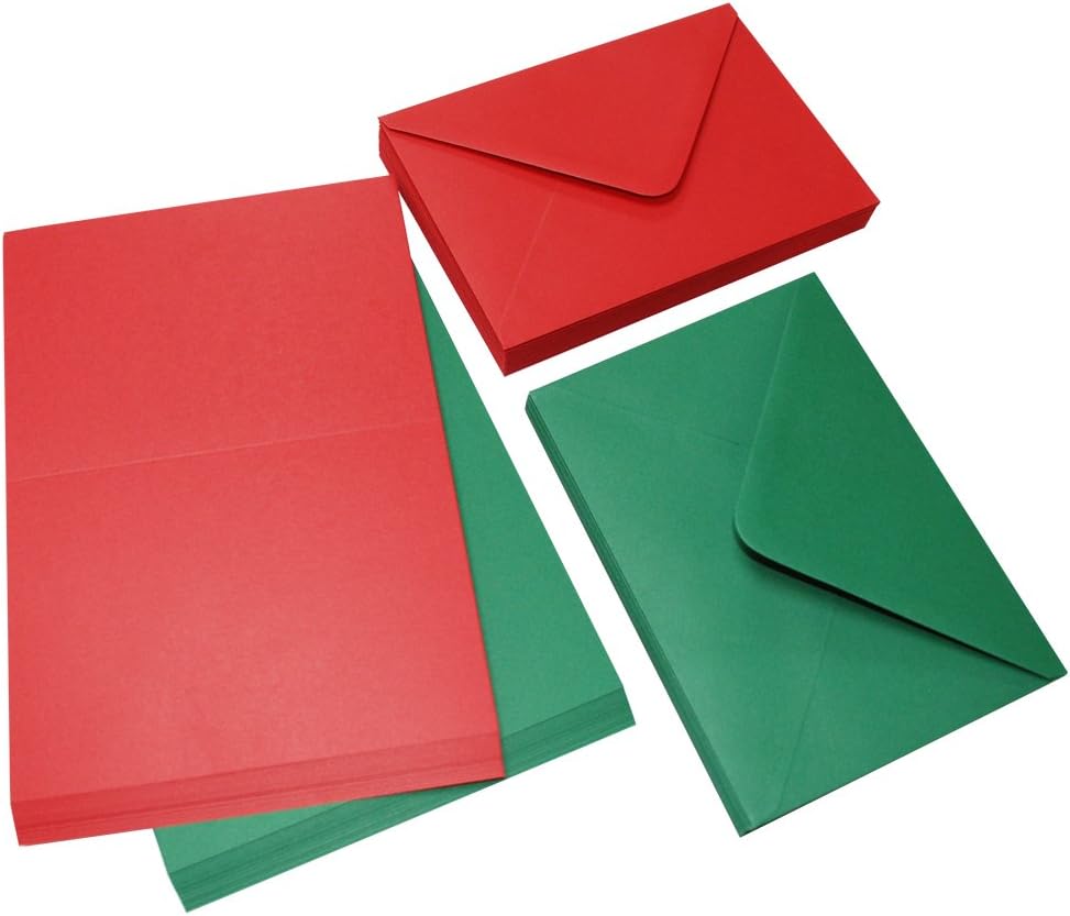 Craft UK 2039 5 x 7-Inch Christmas card and Envelope - Red/Green (Pack of 40)