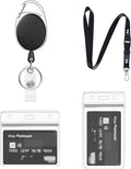 Retractable Lanyard, with Card Holder,1 Set Includes - Lanyard, Reel Clip and Clear Waterproof Id Badge Holders,for id Card Holder,Key Holder Keyring (Black A01)