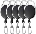 Badge Reel, ZHIYE 5 Pcs Reel Clips Retractable Badge Holder with Key Belt Reel for Key Ring ID Card Badge Holder