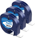3 X 91201 Label Tape Replacement for Dymo Letratag Tape Plastic White S0721610 12mm x 4m Label Maker Tape Compatible with Dymo Letratag LT-110T LT-100H LT-100T QX50 XR XM 2000