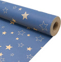 43cm*15m Blue Christmas Wrapping Paper Roll,Birthday Gift Wrap Paper with Star for Birthday Father's Day Xmas Present-Star