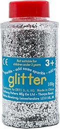 Glitter | 100 Gram tub | Shaker lid for Easy Pouring | Arts and Crafts | Glitter Art | Silver, packaging may vary