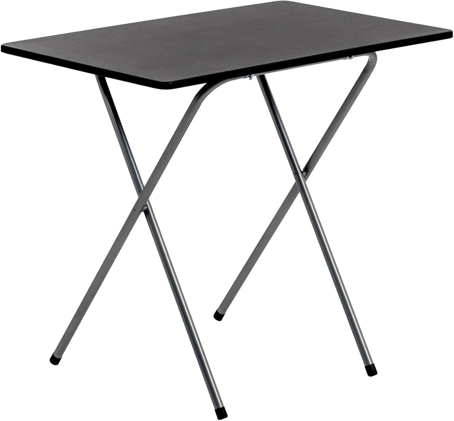 Harbour Housewares 80cm Wooden Folding Computer Desk - Silver Frame, Black Top - Laptop Notebook Table PC for Writing Study Office Bedroom & Gaming