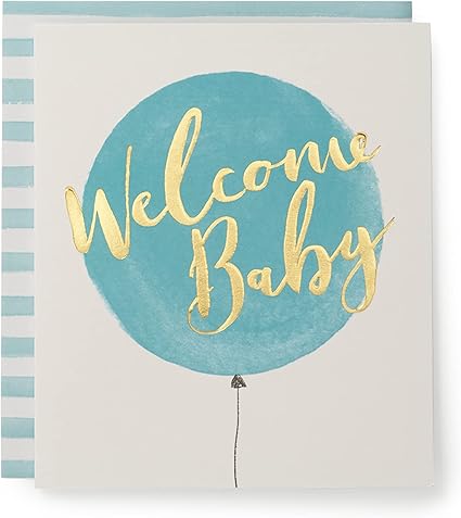 UK Greetings | Welcome Balloon Baby Boy Card | Newborn Gifts | For New Parents | With Envelope | 143 x 165 mm