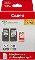 Canon Ink & Paper Multipack - PG-540/CL-541 Genuine Printer Ink Cartridges 2 Pack (1 x Black, 1 x Colour) & 4x6 Photo Paper (50 x Sheets) For PIXMA TS5150, TS5151, MG3650s, MG4250, TS5100