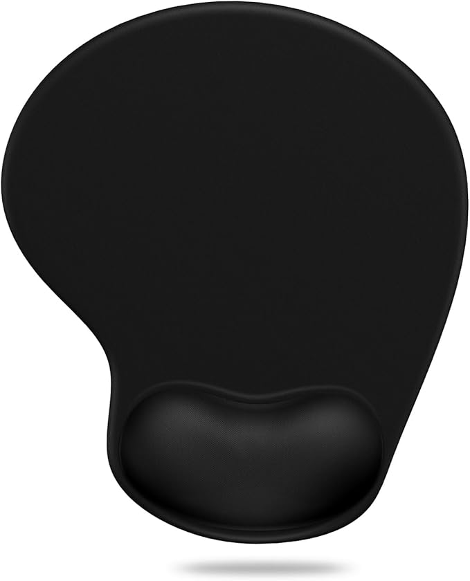 Ergonomic Mouse Pad with Gel Wrist Support | Anti-Slip Comfort Mouse Mat, Washable & Durable Surface for PC, Laptop, Optical and Laser Mice (Black)
