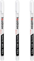 Liquidraw White Gel Pens - Set of 3 | 0.8 mm Fine Point Gel Pen For Artists | Ideal for Highlighting, Coloring, Drawing, Writing & Sketching | Ideal For Writing On Black Paper | Must-Have Art Supplies