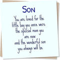 Heartfelt Birthday Greeting Card for Son – Message from Mum, Dad or Parents – Blank Inside (135 x 135 mm) – Made in UK – With Envelope