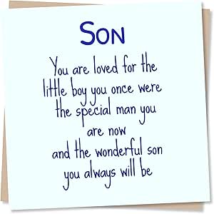 Heartfelt Birthday Greeting Card for Son – Message from Mum, Dad or Parents – Blank Inside (135 x 135 mm) – Made in UK – With Envelope
