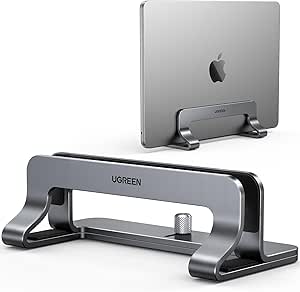 UGREEN Vertical Laptop Stand for Desk Adjustable Laptop Holder Dock Aluminum Desktop Stand, Compatible for MacBook Air Pro, Microsoft Surface(Grey)